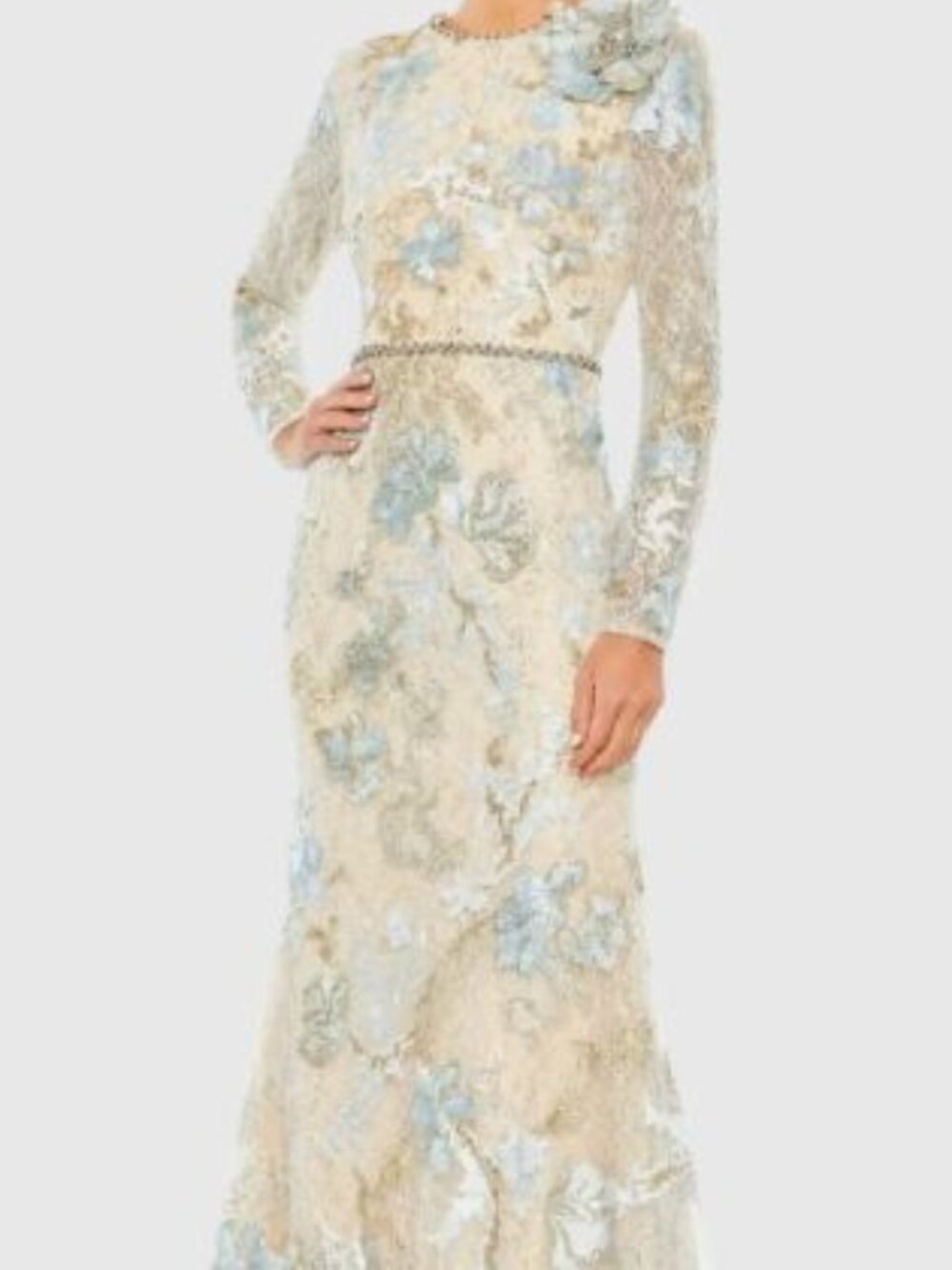 Mac Duggal 11174 Floral Embroidered Lace Trumpet Gown
